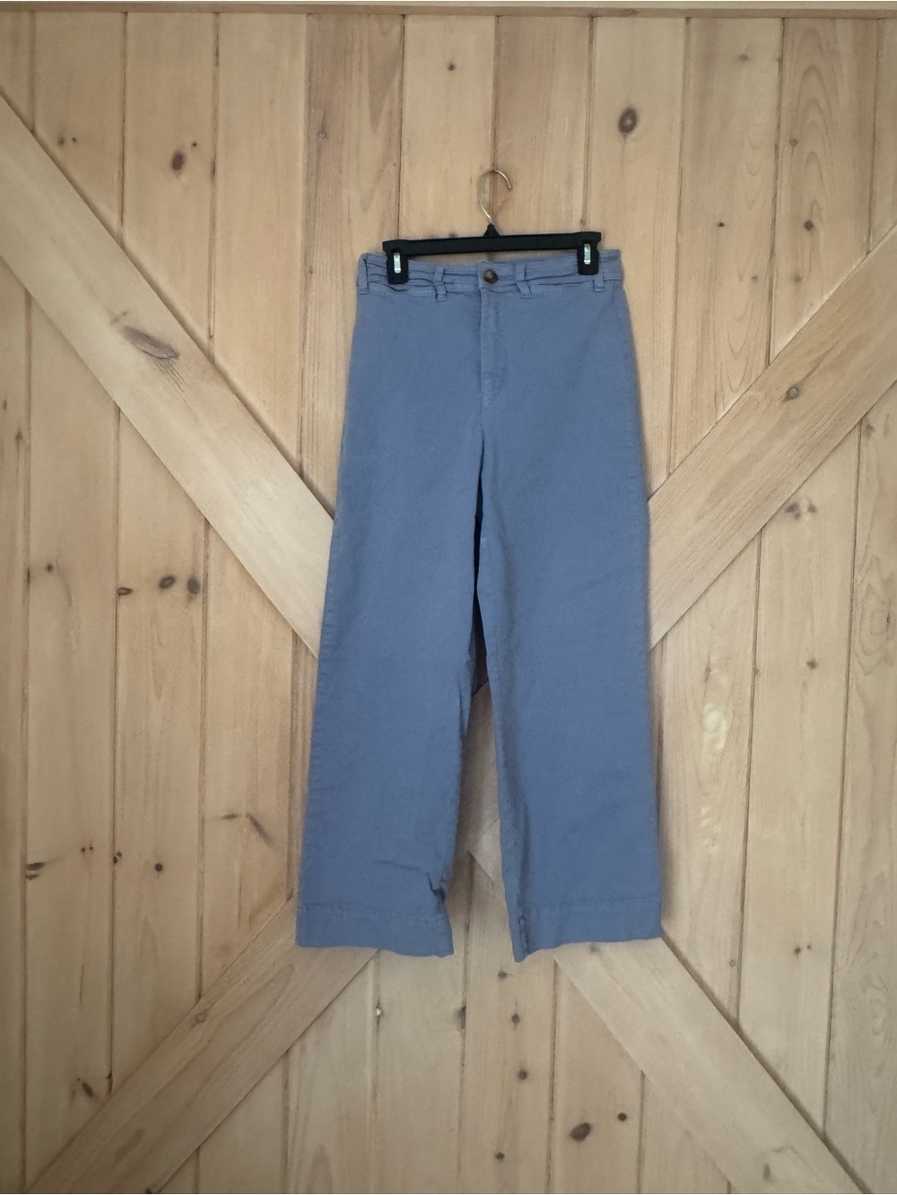 Marine Layer Blue Wide Leg Crop Pants Size 6 High Rise Cotton Twill
